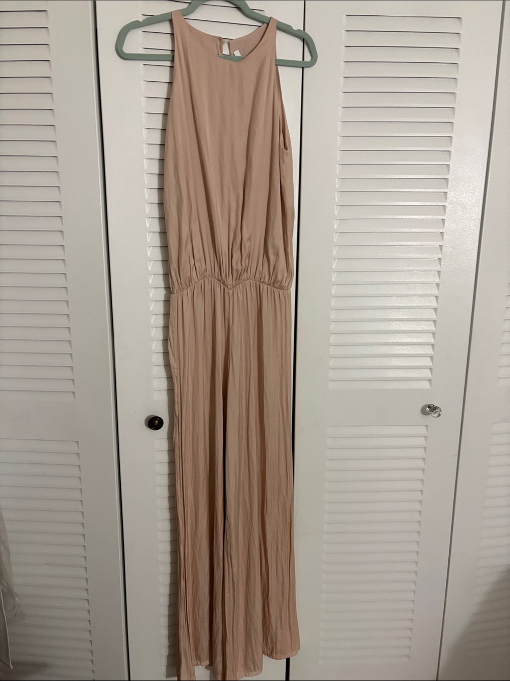 Alexis Sleeveless Wide-Leg Jumpsuit in Beige- fresh